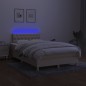 vidaXL Boxspringbett mit Matratze & LED Creme 120x190 cm Stoff vidaXL Boxspringbett mit Matratze & LED Creme 120x190 cm Stoff