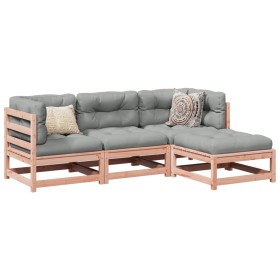 vidaXL 4-tlg. Garten-Sofagarnitur mit Kissen Massivholz Douglasie