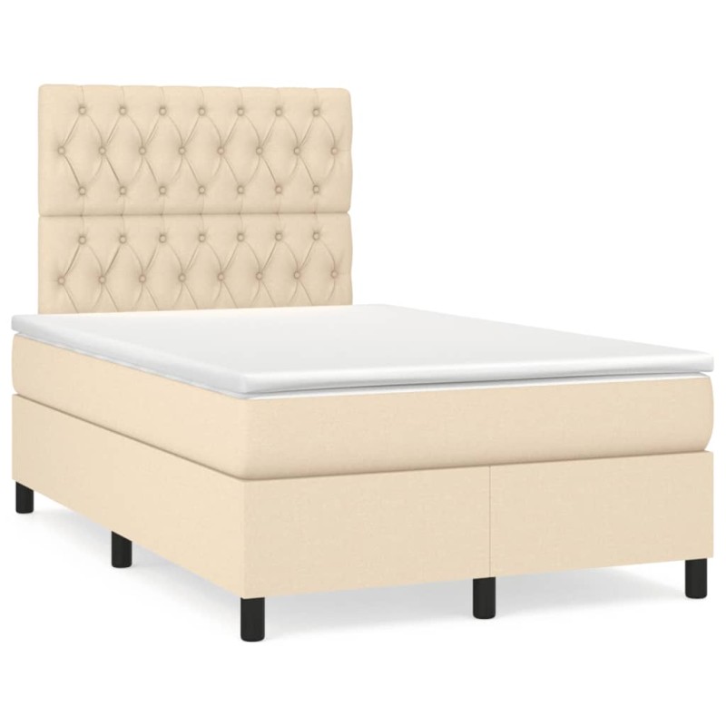 vidaXL Boxspringbett mit Matratze & LED Creme 120x190 cm Stoff vidaXL Boxspringbett mit Matratze & LED Creme 120x190 cm Stoff