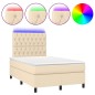 vidaXL Boxspringbett mit Matratze & LED Creme 120x190 cm Stoff vidaXL Boxspringbett mit Matratze & LED Creme 120x190 cm Stoff