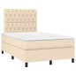 vidaXL Boxspringbett mit Matratze & LED Creme 120x190 cm Stoff vidaXL Boxspringbett mit Matratze & LED Creme 120x190 cm Stoff