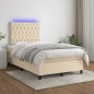 vidaXL Boxspringbett mit Matratze & LED Creme 120x190 cm Stoff vidaXL Boxspringbett mit Matratze & LED Creme 120x190 cm Stoff