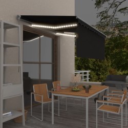 Gelenkarmmarkise mit Volant & LED 3x2,5 m Anthrazit
