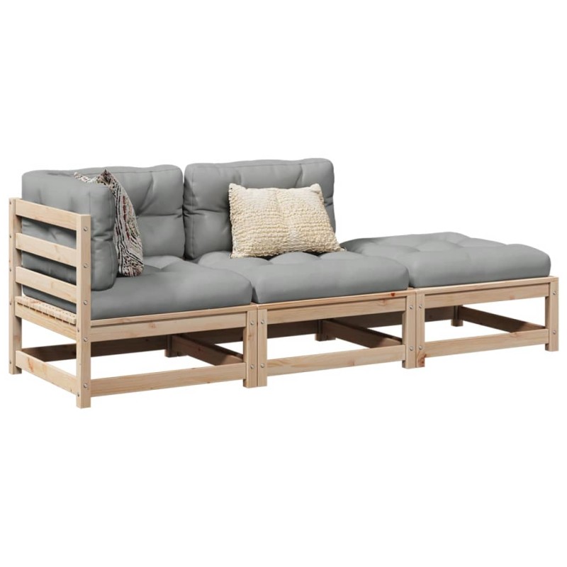 vidaXL 3-tlg. Garten-Sofagarnitur mit Kissen Massivholz Kiefer vidaXL 3-tlg. Garten-Sofagarnitur mit Kissen Massivholz Kiefer