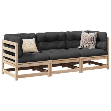 vidaXL 3-tlg. Garten-Sofagarnitur Massivholz Kiefer