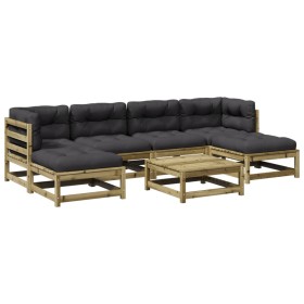 vidaXL 7-tlg. Garten-Sofagarnitur mit Kissen Kiefernholz Imprägniert