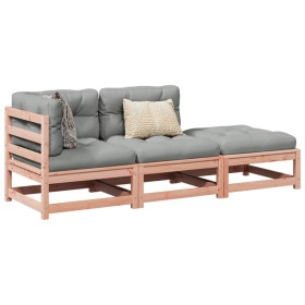 vidaXL 3-tlg. Garten-Sofagarnitur mit Kissen Massivholz Douglasie
