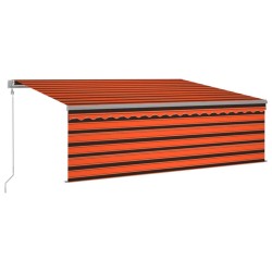 Automatische Markise Jalousie LED Windsensor 4x3 m Orange Braun