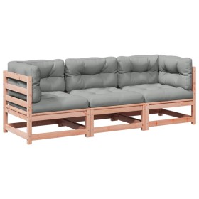vidaXL 3-tlg. Garten-Sofagarnitur mit Kissen Massivholz Douglasie