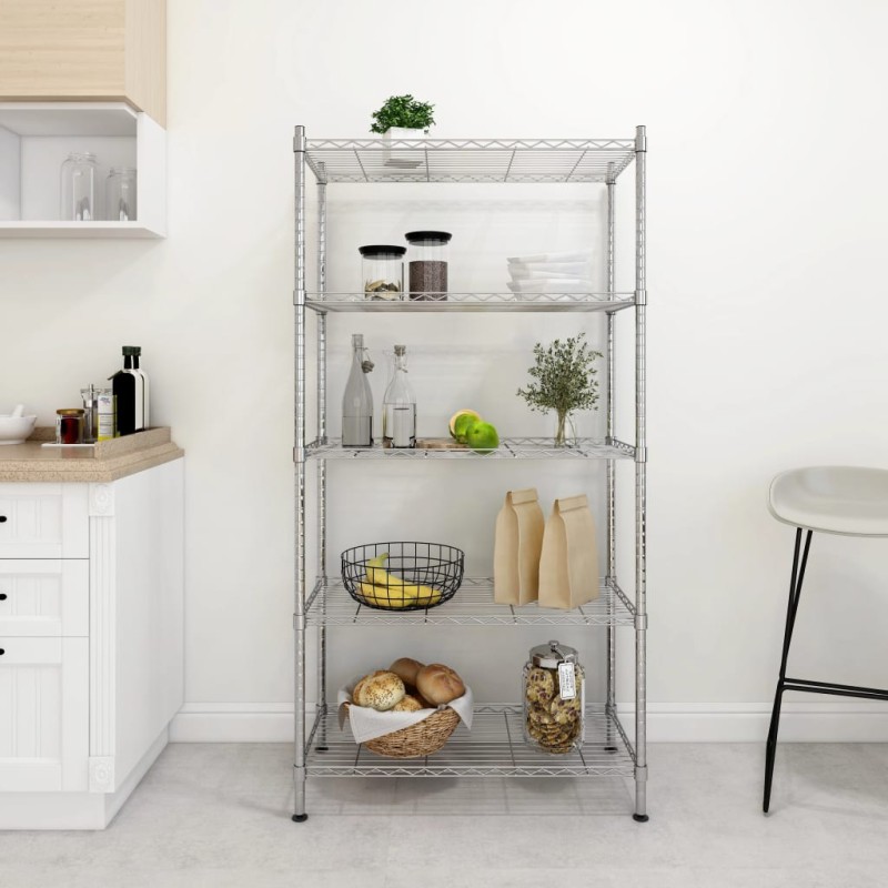 vidaXL Lagerregal mit 5 Böden 90x35x180 cm Chrom 250 kg vidaXL Lagerregal mit 5 Böden 90x35x180 cm Chrom 250 kg