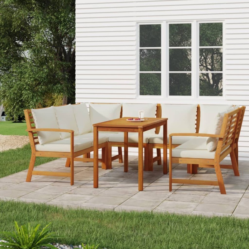 vidaXL 7-tlg. Garten-Essgruppe mit Kissen Massivholz Akazie vidaXL 7-tlg. Garten-Essgruppe mit Kissen Massivholz Akazie