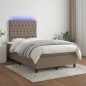 vidaXL Boxspringbett mit Matratze & LED Taupe 120x190 cm Stoff vidaXL Boxspringbett mit Matratze & LED Taupe 120x190 cm Stoff