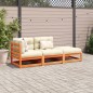 vidaXL 3-tlg. Garten-Sofagarnitur mit Kissen Wachsbraun Kiefernholz