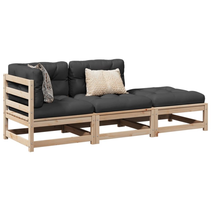 vidaXL 3-tlg. Garten-Sofagarnitur mit Kissen Massivholz Kiefer vidaXL 3-tlg. Garten-Sofagarnitur mit Kissen Massivholz Kiefer