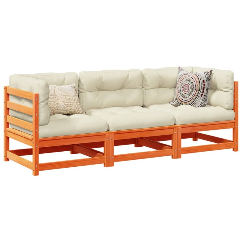 vidaXL 3-tlg. Garten-Sofagarnitur Wachsbraun Massivholz Kiefer vidaXL 3-tlg. Garten-Sofagarnitur Wachsbraun Massivholz Kiefer