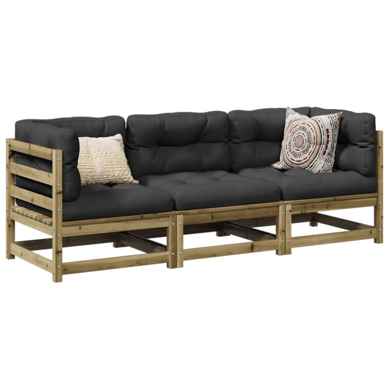 vidaXL 3-tlg. Garten-Sofagarnitur mit Kissen Kiefernholz Imprägniert vidaXL 3-tlg. Garten-Sofagarnitur mit Kissen Kiefernholz Imprägniert