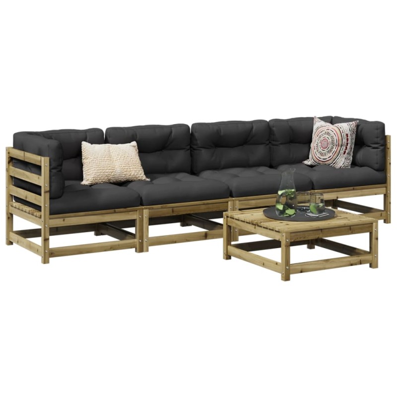 vidaXL 5-tlg. Garten-Sofagarnitur mit Kissen Kiefernholz Imprägniert vidaXL 5-tlg. Garten-Sofagarnitur mit Kissen Kiefernholz Imprägniert