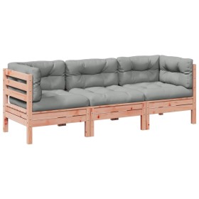 vidaXL 3-tlg. Garten-Sofagarnitur mit Kissen Massivholz Douglasie