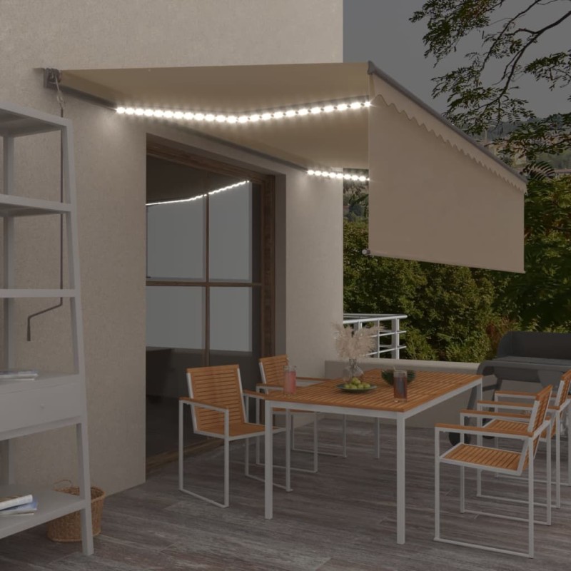 vidaXL Markise Automatisch mit Rollo LED Windsensor 5x3 m Creme vidaXL Markise Automatisch mit Rollo LED Windsensor 5x3 m Creme
