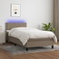 vidaXL Boxspringbett mit Matratze & LED Taupe 80x200 cm Stoff vidaXL Boxspringbett mit Matratze & LED Taupe 80x200 cm Stoff