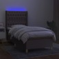 vidaXL Boxspringbett mit Matratze & LED Taupe 80x200 cm Stoff vidaXL Boxspringbett mit Matratze & LED Taupe 80x200 cm Stoff
