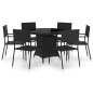 vidaXL 7-tlg. Garten-Essgruppe Poly Rattan Schwarz vidaXL 7-tlg. Garten-Essgruppe Poly Rattan Schwarz