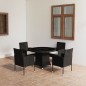 vidaXL 5-tlg. Garten-Essgruppe Poly Rattan Schwarz vidaXL 5-tlg. Garten-Essgruppe Poly Rattan Schwarz