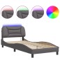 vidaXL Bettgestell mit LED Grau 90x200 cm Kunstleder vidaXL Bettgestell mit LED Grau 90x200 cm Kunstleder