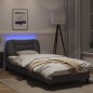 vidaXL Bettgestell mit LED Grau 90x200 cm Kunstleder vidaXL Bettgestell mit LED Grau 90x200 cm Kunstleder