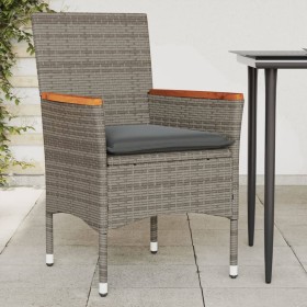 vidaXL Gartenstühle mit Kissen 2 Stk. Grau Poly Rattan