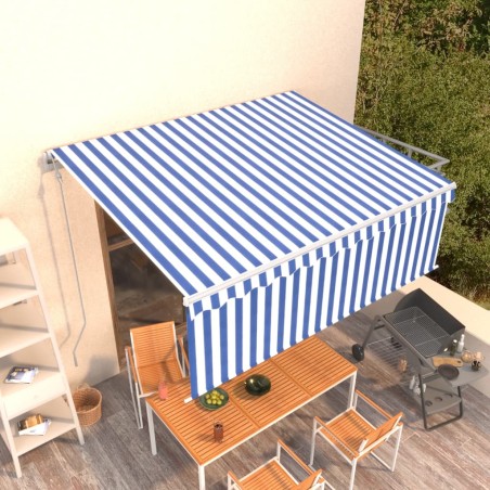 Gelenkarmmarkise Automatisch mit Jalousie 4,5x3 m Blau und Weiß