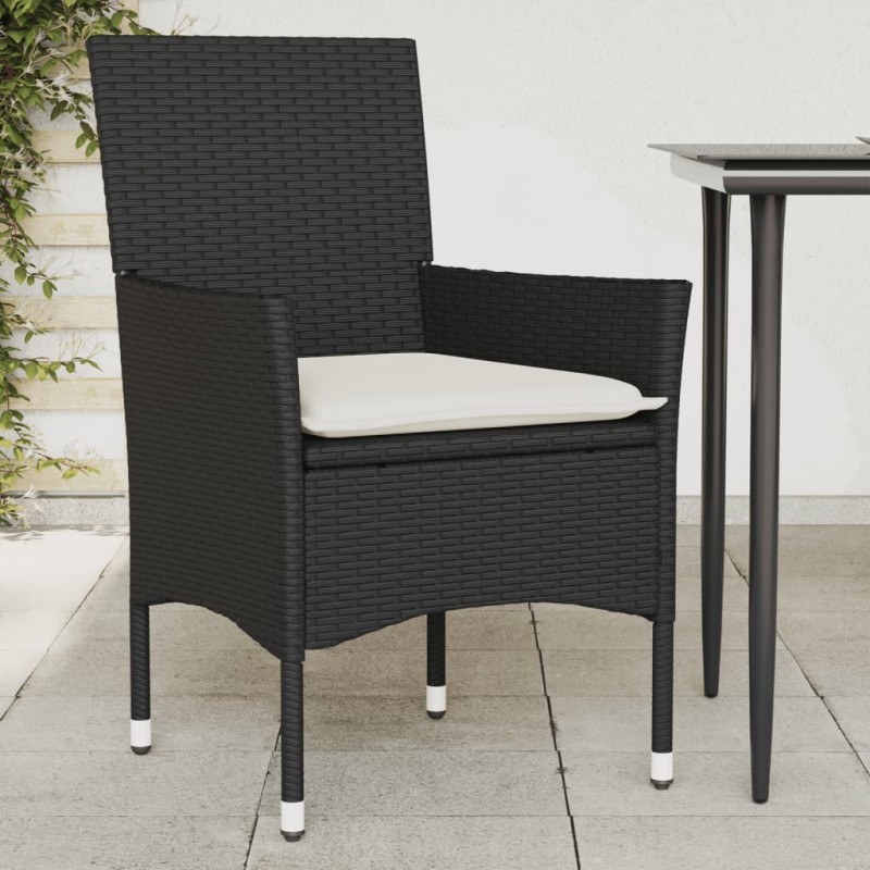 vidaXL Gartenstühle mit Kissen 2 Stk. Schwarz Poly Rattan vidaXL Gartenstühle mit Kissen 2 Stk. Schwarz Poly Rattan