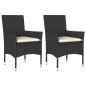 vidaXL Gartenstühle mit Kissen 2 Stk. Schwarz Poly Rattan vidaXL Gartenstühle mit Kissen 2 Stk. Schwarz Poly Rattan