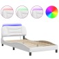 vidaXL Bettgestell mit LED Weiß 100x200 cm Kunstleder vidaXL Bettgestell mit LED Weiß 100x200 cm Kunstleder