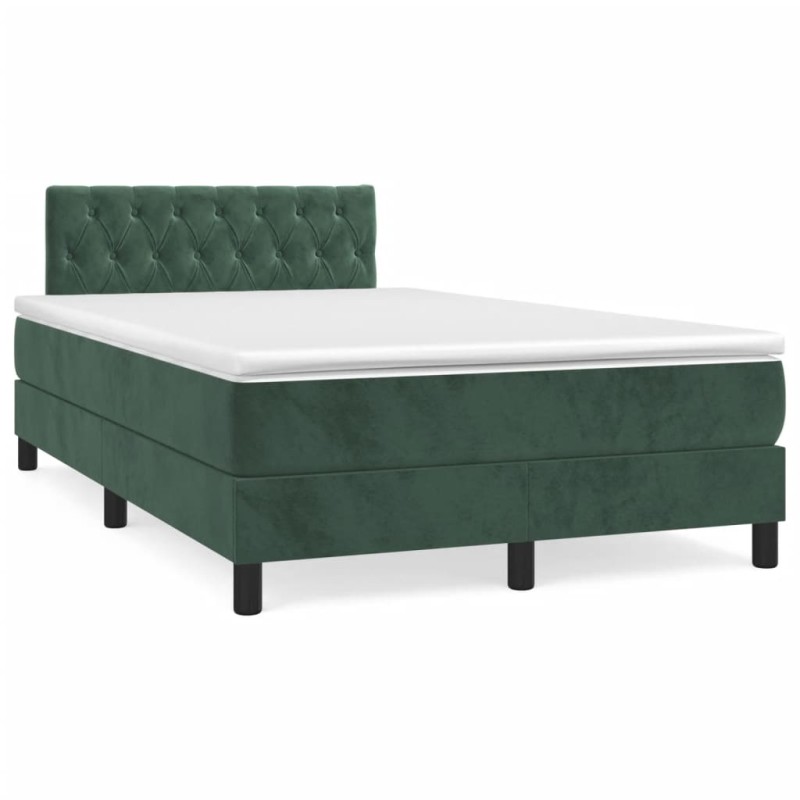 vidaXL Boxspringbett mit Matratze & LED Dunkelgrün 120x190 cm Samt vidaXL Boxspringbett mit Matratze & LED Dunkelgrün 120x190 cm Samt