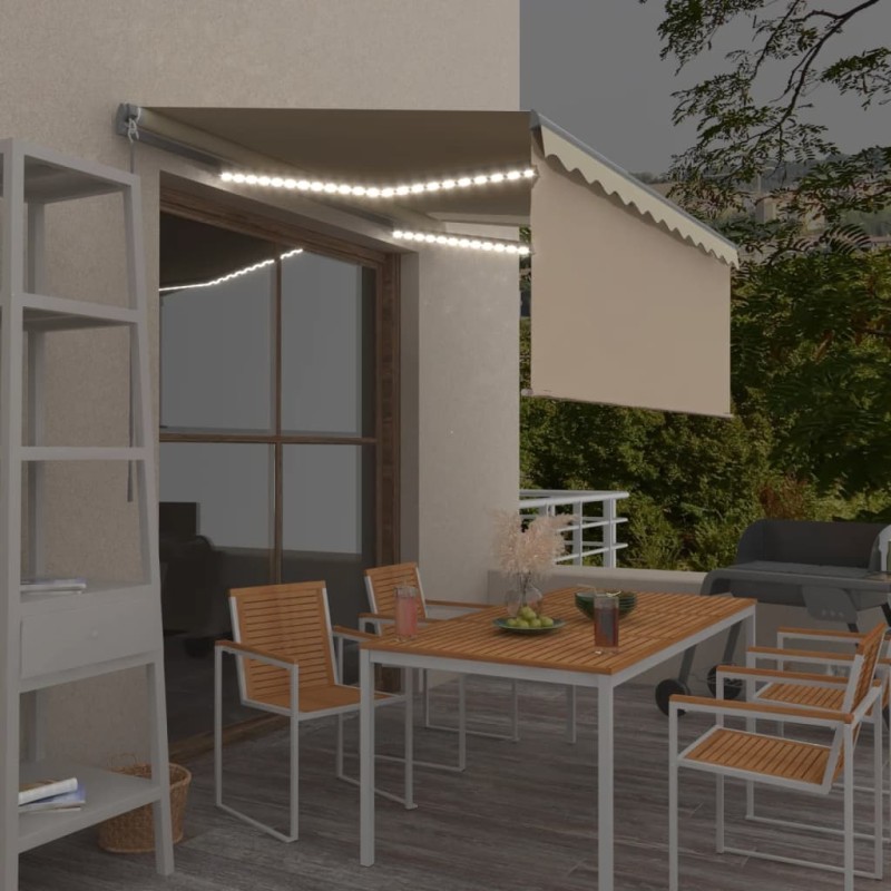 Gelenkarmmarkise Einziehbar mit Jalousie LED 3,5x2,5 m Creme Gelenkarmmarkise Einziehbar mit Jalousie LED 3,5x2,5 m Creme