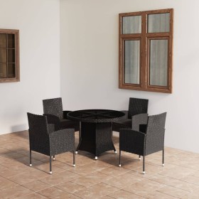 vidaXL 5-tlg. Garten-Essgruppe Poly Rattan Schwarz