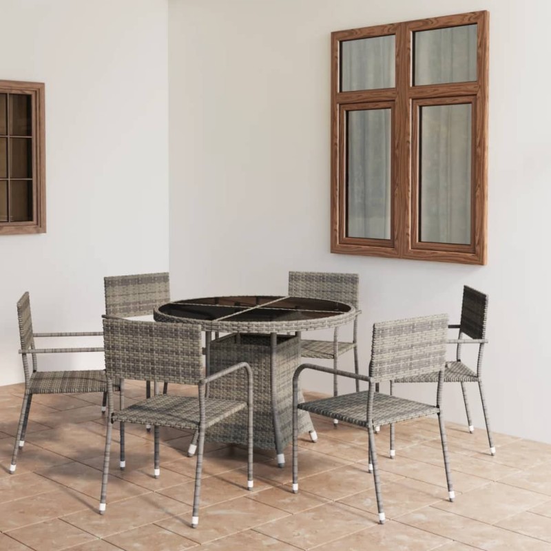 vidaXL 7-tlg. Garten-Essgruppe Poly Rattan Anthrazit und Grau vidaXL 7-tlg. Garten-Essgruppe Poly Rattan Anthrazit und Grau