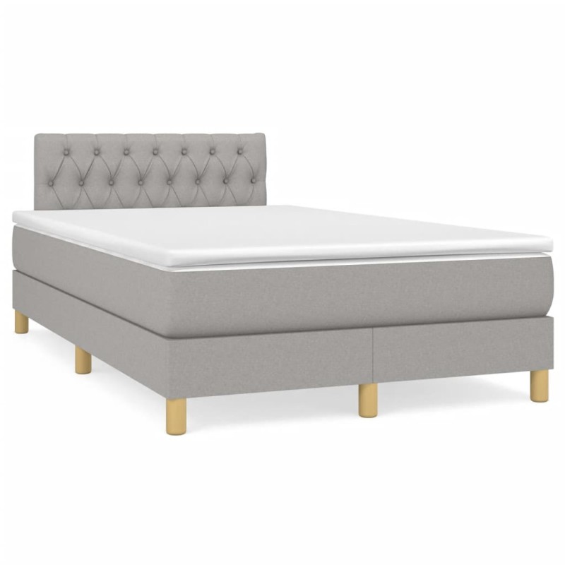 vidaXL Boxspringbett mit Matratze & LED Hellgrau 120x190 cm Stoff vidaXL Boxspringbett mit Matratze & LED Hellgrau 120x190 cm Stoff