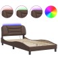 vidaXL Bettgestell mit LED Braun 100x200 cm Kunstleder vidaXL Bettgestell mit LED Braun 100x200 cm Kunstleder
