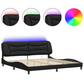 vidaXL Bettgestell mit LED Schwarz 200x200 cm Kunstleder