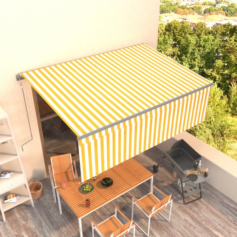 Gelenkarmmarkise Automatisch mit Jalousie 4x3 m Gelb und Weiß Gelenkarmmarkise Automatisch mit Jalousie 4x3 m Gelb und Weiß