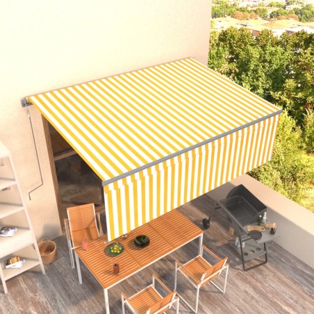 Gelenkarmmarkise Automatisch mit Jalousie 4x3 m Gelb und Weiß