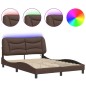 vidaXL Bettgestell mit LED Braun 120x200 cm Kunstleder vidaXL Bettgestell mit LED Braun 120x200 cm Kunstleder