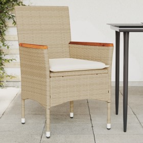 vidaXL Gartenstühle mit Kissen 2 Stk. Beige Poly Rattan