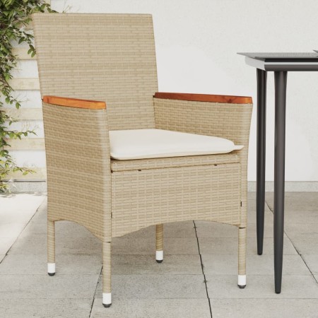 vidaXL Gartenstühle mit Kissen 2 Stk. Beige Poly Rattan