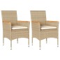 vidaXL Gartenstühle mit Kissen 2 Stk. Beige Poly Rattan vidaXL Gartenstühle mit Kissen 2 Stk. Beige Poly Rattan