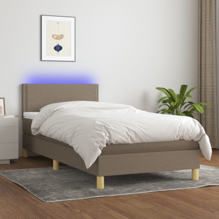 vidaXL Boxspringbett mit Matratze & LED Taupe 80x200 cm Stoff