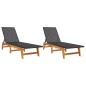 vidaXL Sonnenliegen 2 Stk. Schwarz Braun Poly Rattan Massivholz Akazie vidaXL Sonnenliegen 2 Stk. Schwarz Braun Poly Rattan Massivholz Akazie