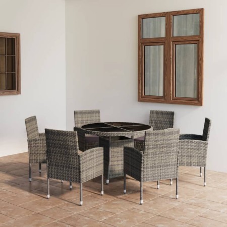 vidaXL 7-tlg. Garten-Essgruppe Poly Rattan Anthrazit und Grau